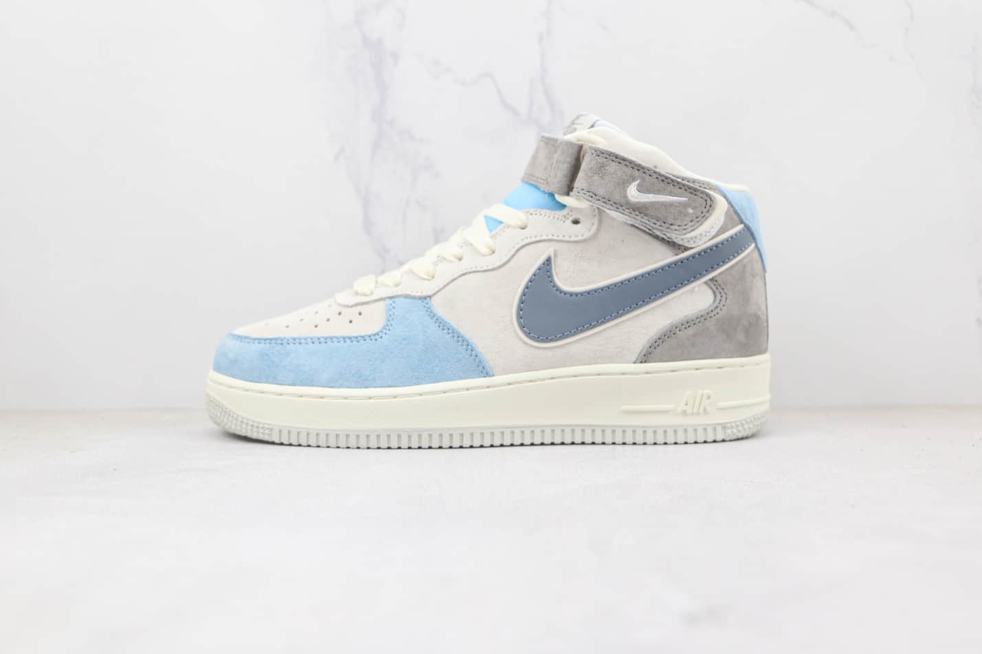 Nike Air Force 1 07 Mid Light Grey Blue White Shoes AL6896-559 - Stylish and Classic Footwear for Men and Women